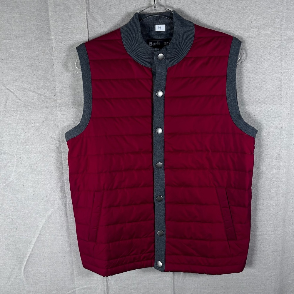 Barbour Weather Comfort Essential Gilet Mens Red‎ Quilted Knit Back Vest Size M
